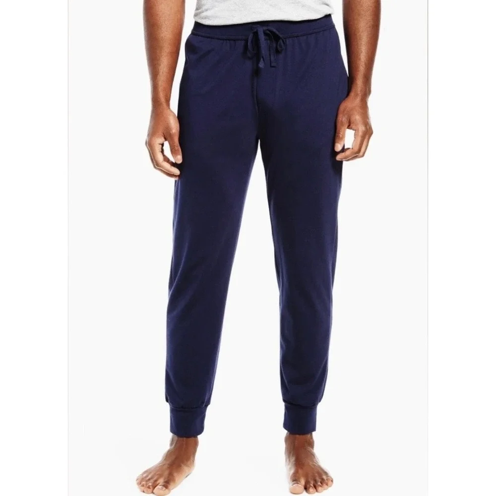 Slate & Stone Mens Navy Blue Cotton Jogger Sweatpants Sz L Luxury Loungewear EUC